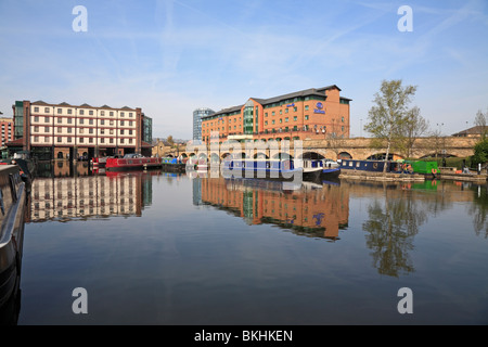 Hilton Hotel, Victoria Kais, Wharf Street Canal Basin, Sheffield, South Yorkshire, England, UK. Stockfoto