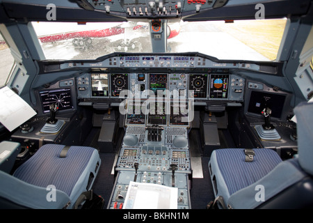 Cockpit Airbus a380 Stockfoto