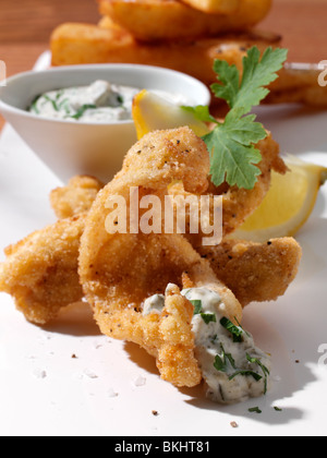 Dover sole Goujons und Pommes frites Stockfoto