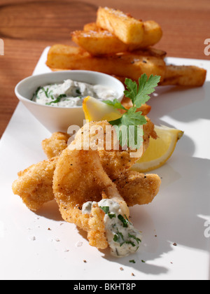 Dover sole Goujons und Pommes frites Stockfoto