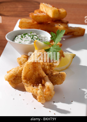 Dover sole Goujons und Pommes frites Stockfoto