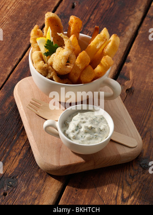Dover sole Goujons und Pommes frites Stockfoto