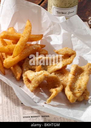 Dover sole Goujons und Pommes frites Stockfoto