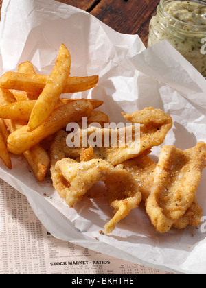 Dover sole Goujons und Pommes frites Stockfoto