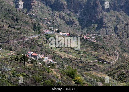 Das Dorf Masca in den Barranco de Masca in den Klippen von Los Gigantes auf Teneriffa-Kanarische Inseln-Spanien-Europa Stockfoto