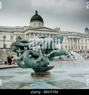 Trafalgar Square in London Springbrunnen Stockfoto