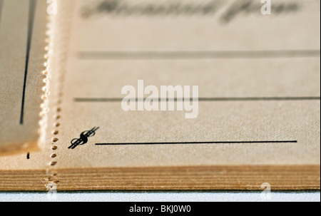 Eine Sammlung von alten Vintage Quittungen Bücher. Stockfoto