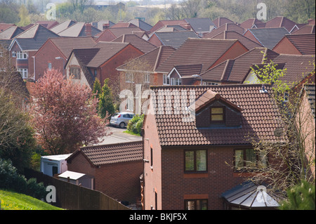 Nachlass von Einfamilienhäusern bebaut Brownfield Industriebrache im New Inn Toronto South Wales UK Stockfoto