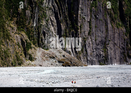 Besucher über das Tal zu Fuß, auf dem Weg zum Fox Glacier im Westland Tai Poutini Nationalpark in Neuseeland Stockfoto