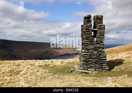 Umfrage-Post zwischen Branstree und Selside Hecht im Lake District. Stockfoto