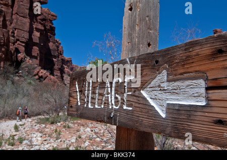 Ortsschild am Start auf der Supai Village in Grand Canyon Stockfoto