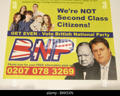 UK Parlamentswahlen 2010 Merkblatt polling Broschüre Karte Nic Nick Griffin BNP Stockfoto