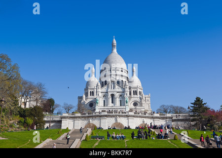 Die Basilika des Heiligen Herzens von Jesus, allgemein bekannt als Basilika Sacre-Coeur, Montmartre, Paris Stockfoto