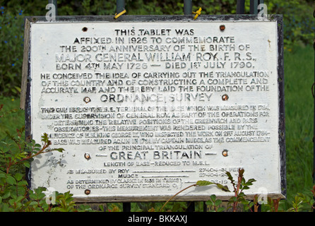 1926-Gedenktafel zur Erinnerung an die 1786 Beginn des Ordnance Survey Zuordnung von Großbritannien unter der Leitung von William Roy Stockfoto