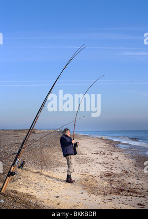 Strand Angeln an Benacre Suffolk england Stockfoto