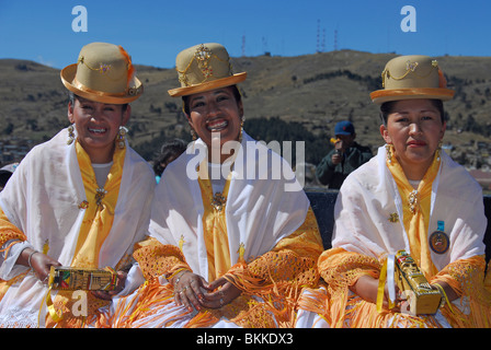 Aymara indigene Frauen in Puno, Titicacasee Bereich, Peru, Südamerika Stockfoto