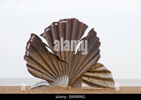 Jakobsmuschel Muschel-Skulptur von Maggi Hambling in Aldeburgh Stockfoto