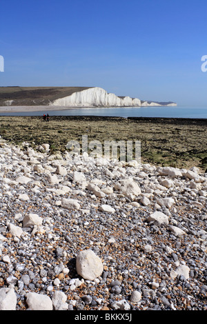 Die sieben Schwestern vom Strand bei Cuckmere Haven, East Sussex England UK Stockfoto