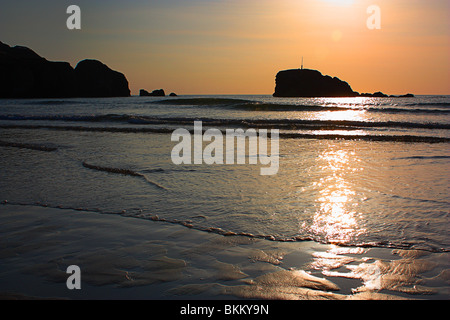 Perranporth Sonnenuntergang, Cornwall Stockfoto