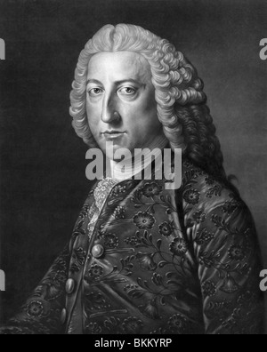 Vintage Porträt drucken c1766 von William Pitt der ältere (1708-1778), 1. Earl of Chatham - britischer Premierminister 1766 - 1768. Stockfoto