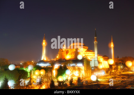 Türkei, Istanbul, Sultanahmet, nachts Aya Sofya, Aya, Sophia Stockfoto
