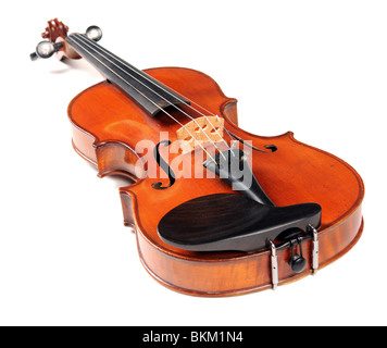 Vintage Violine auf weißem Hintergrund Stockfoto