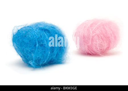 Konzeptbild Baby Pink n Blue Mohair Wolle zu veranschaulichen ist es ein Junge oder ein Mädchen? Stockfoto