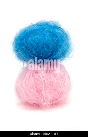 Konzeptbild Baby Pink n Blue Mohair Wolle zu veranschaulichen ist es ein Junge oder ein Mädchen? Stockfoto