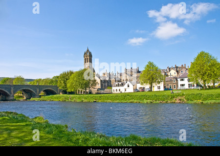 Brücke über den Fluss Tweed in Peebles Scottish Borders Schottland Stockfoto