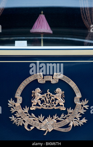 Detail des Orient-Express Luxus Eisenbahnwagen Stockfoto