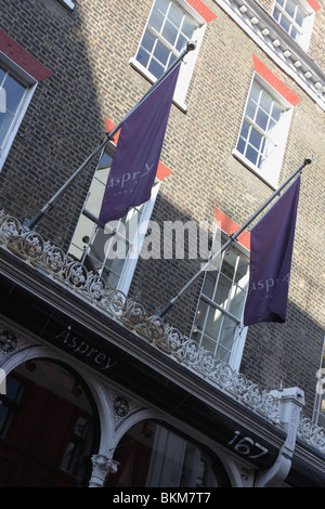 Portrait Image der Marke Asprey Store in New Bond Street, London. Stockfoto