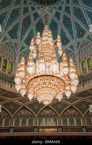 Der weltweit größte Kronleuchter im Sultan Qaboos Grand Mosque, Muscat, Oman Stockfoto