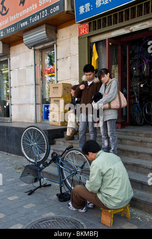 Fahrrad-Werkstatt Peking China Stockfoto