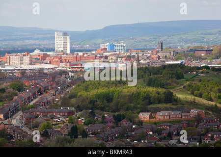 Oldham Panorama Stadtzentrum Zentrum Stockfoto