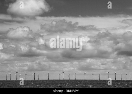 Offshore-Windkraftanlagen in Skegness in Lincolnshire, England Stockfoto