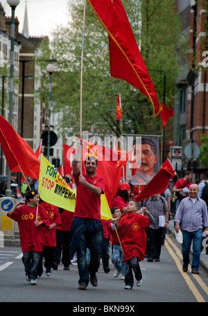 Mayday Kernschmelze Gewerkschaft März in London 2010 Stockfoto