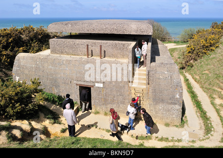 Weltkrieg zwei Palette-Befund Post der Batterie Longues, Teil der WW2-Atlantik-Wand bei Longues-Sur-Mer, Normandie, Frankreich Stockfoto