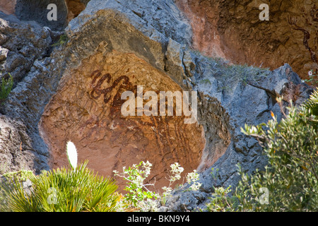 Pla de Petracos, Paleothic Kunst, Höhle Gemälde Comunidad Valenciana, Castell de Castells, Spanien horizontale 106185 Spain10 Stockfoto