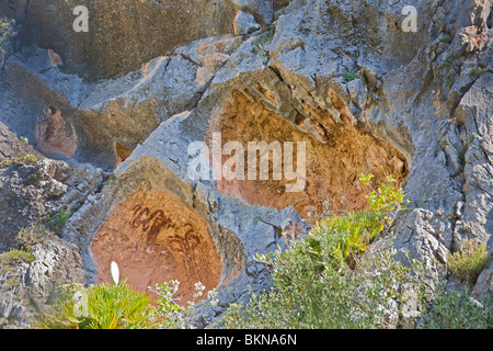 Pla de Petracos, Paleothic Kunst, Höhle Gemälde Comunidad Valenciana, Castell de Castells, Spanien horizontale 106183 Spain10 Stockfoto