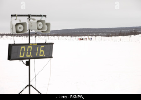 Rentier Racing World Cup, während die Sámi Osterfestspiele in Kautokeino in Finnmarksvidda im arktischen Norwegen Stockfoto