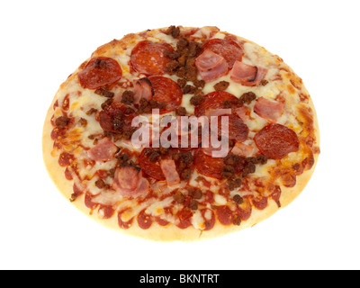 Tiefen Pfanne Fleisch fest Pizza Stockfoto