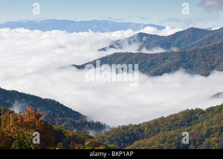 Wolken und Bergrücken. Great Smoky Mountains National Park, North Carolina, USA Stockfoto