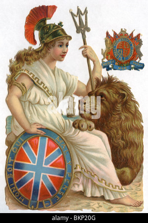 Britannia mit Löwen Stockfoto