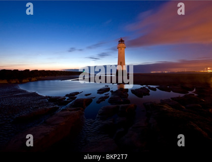 New Brighton Leuchtturm bei Sonnenuntergang Stockfoto