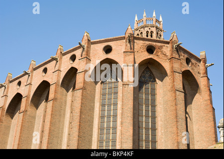 Die schöne äußere Mauerwerk und Tower Turm der Kirche der französischen Jakobiner Toulouse Haute-Garonne Midi-Pyrenees Stockfoto