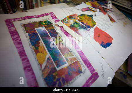 Arbeiten des Künstlers Jan Gardner in ihrem Studio in Nord-Wales.  Kreativer Arbeit ist ein wichtiger Bestandteil der lokalen Wirtschaft. Stockfoto