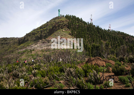 (Sattel) Degollada De La Mesa, Blick Auf große Gala Mit Brandwachturm Und Absender Stockfoto