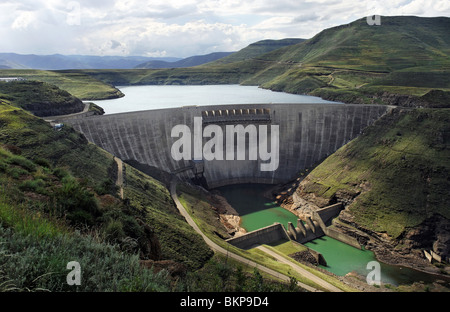 Katse Dam Wall im Hochland von Lesotho, Durchführung Lesotho Highland Water Project Stockfoto