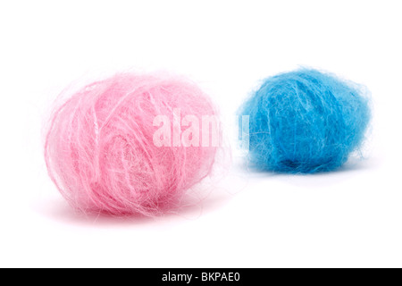 Konzeptbild Baby Pink n Blue Mohair Wolle zu veranschaulichen ist es ein Junge oder ein Mädchen? Stockfoto