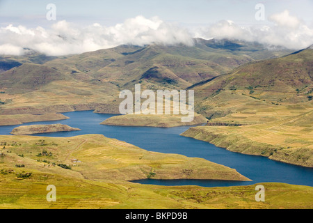 Katse Dam See im Hochland von Lesotho, Durchführung Lesotho Highland Water Project Stockfoto